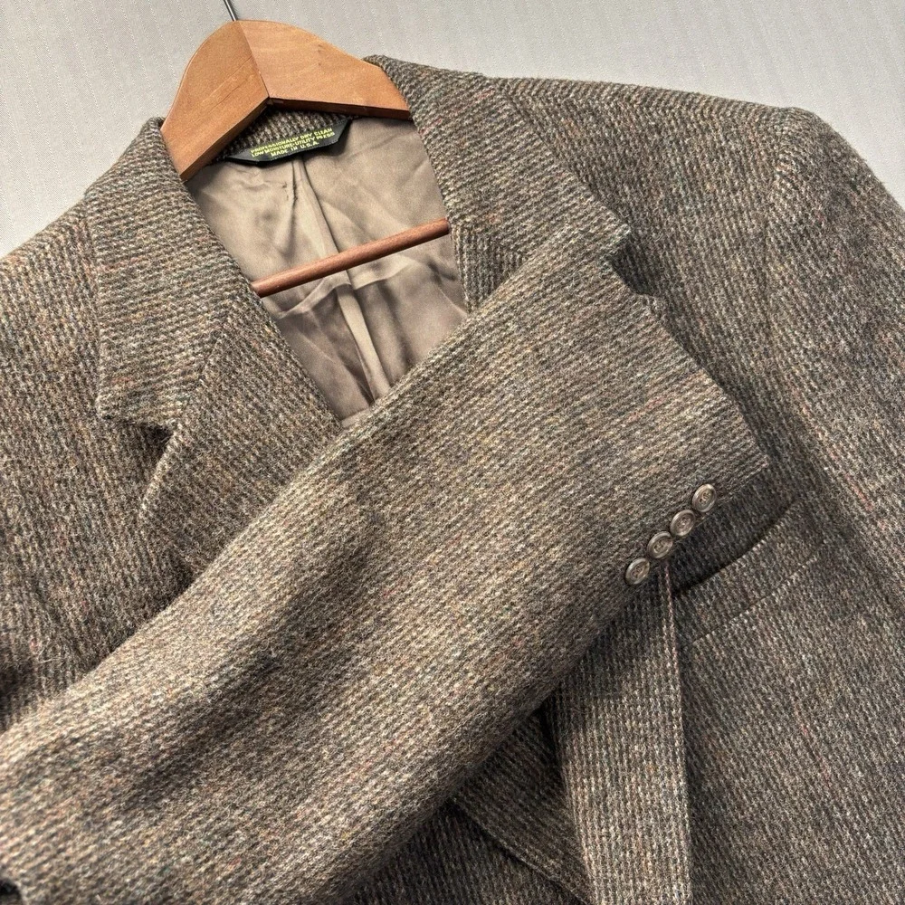 Vintage Brassard Mens 42R Tweed Blazer Brown Wool Sport Coat Dark Academia USA
